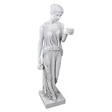 Design Toscano Hebe, die Göttin der Jugend griechische Gartenstatue, Polyresin, antikes steingrau, groß 81 cm