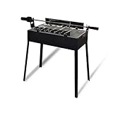 Meateor Mangal Grill,Rotisserie/Ohne Rotisserie-Grill zum Zubereiten von Spießen, 8er-Set Spießen und Lachsplanke für herkömmliche runde Holzkohlegrills (Mit Rotisserie-Grill)