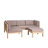 OUTLIV. Odense Gartenlounge Loungegruppe 3-teilig Akazie Teaklook mit Polstern in Royal Taupe Loungemöbel