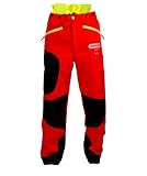 Oregon Waipoua Kettensägen-Schnittschutzhose, Typ A Klasse 1, sägesicherer Schutz, verstellbare, leichte, atmungsaktive, verstärkte Kleidung, Größe M/EU 46-48 – Hi Vis Rot/Gelb/Schwarz (295469/M)