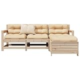 Keyroto 4-TLG. Garten-Sofagarnitur Massivholz Kiefer,Gartenlounge,Loungemöbel,Gartensofa,Lounge Sofa,Garten Sofa,Gartenmöbel,Balkon Sofa,Balkon Lounge,Lounge,Outdoor Sofa,Balkonmöbel,Sofa Garten