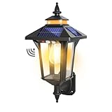 COLBOR Solarlampe für Außen, Vintage Solar Wandleuchte mit Bewegungsmelder & 4-Seitiges Solarpanel 3 Modi IP65 Wasserdicht für Garten Zaun Garage, Solarlampe-Außen-Bewegungsmelder-LED-Solarleuchte