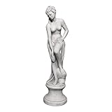 gartendekoparadies.de Statue Venus im Bad auf einem Podest, Steinfigur, H. 75 cm, 19 kg, Grau, frostsicher aus Steinguss für Außenbereich