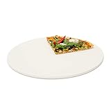 Relaxdays Pizzastein rund, Steinplatte für Pizza & Flammkuchen, Backstein für Ofen & Grill, Cordierit, 33 cm Ø, beige