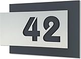 Hausnummernschild von EDS-Werbemedien - Hochwertiges Hausnummer Schild in Edelstahl-Design - Individuell personalisierbares Haus Nummernschild aus UV- und witterungsbeständigem Material
