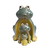 Flanacom Dekofiguren Set aus Keramik - Tierfiguren für Innen und Außen - Deko-Artikel für Wohnung & Garten - Tier Gartendeko Wohnzimmerdeko (Frosch Familie)