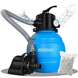 Monzana® Sandfilteranlage MZPP100 5000 l/h bis 20.000L Pool inkl Filterbällen 7 Wege Ventil 2in1 Adapter Ø32-38mm 180W Filteranlage Pumpe Filterkessel