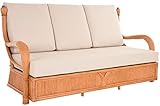 korb.outlet Edles Wohnzimmer Schlafsofa Rattan-Sofa Prince 3-Sitzer Liegesofa Wintergarten Couch Rattansofa Sofa (Beige)