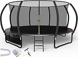 Flamaker Trampolin Outdoor Kinder, Gartentrampolin Ø 366/427cm mit Netz, Bodenanker, Stabile Rahmenkonstruktion, Wetterfest und rostfrei, Outdoor Trampolin für Kinder & Erwachsene Belastbarkeit 160kg