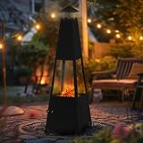 ML-Design Pyramiden Gartenkamin mit Schornstein aus Metall in Schwarz 100 cm hoch, Wetterfester Outdoor Terrassenofen/Terrassenkamin als Feuerschale oder Feuerkorb für Terrasse, Garten & Camping