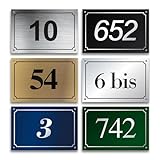 Hausnummernschild - Nummernschild aus PVC – Gravierte, personalisierbare Tafel 15 x 10 cm - Farbe nach Wahl.