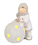 Wichtelstube-Kollektion XXL LED Dekofigur Mädchen mit Schneeball 40cm Weihnachtsfiguren aussen