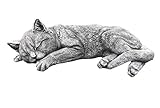 stoneandstyle Steinfigur Grosse Katze schlafend, frostfest bis -30°C, massiver Steinguss