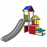 Spielturm Kletterturm Gesa mit Rutsche für Kleinkinder mit Kriechtunnel Mas (7 Farben multicolor)