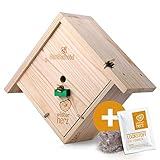 wildtier herz I Hotel zum Aufhängen - inkl. Lockstoff + Nistmaterial, Nisthilfe für aus wetterfestem Massiv-Holz, Haus, Insektenhotel für den Garten