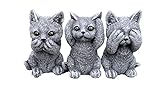 stoneandstyle Steinfigur 3er Set Kätzchen Katzen Nichts sehen Nichts hören Nichts Sagen wetterfest Steinguss