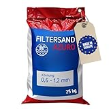 Poolomio® Filtersand für Sandfilteranlage Pool - 25 kg | Hochwertiger Quarzsand Azuro, Sandfilter, Poolfilter | 0,6-1,2 mm Körnung für kristallklares Poolwasser