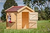 Timbela Kinderspielhaus aus Holz - Spielhaus im Freien für Kinder - B112xL146xH143 cm/1.1m2 Gartenspielhaus - Garten-Sommerhaus für Kinder M516-1