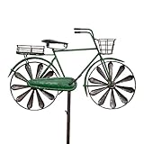 CIM Metall Gartenstecker mit Windrad - Bicycle City Bike - Motivmaße: 36 x 25cm - Höhe: 130cm - wetterfest - mit Antik-Effekt – attraktive Gartendekoration