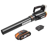 WORX 18V(20V MAX) Akku Laubbläser WG547E, 1 x 2,0Ah Akku, PowerShare, 2-Fach Geschwindigkeit, Turbine Technologie, 1 Std. Schnellladegerät, 120km/h