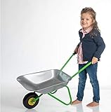 OA Rolly Toys Metallschubkarre silber/grün Kinderschubkarre (für Kinder ab 2 Jahre, Metallschüssel, belastbar bis 25 kg, Kunststoffgriffe)
