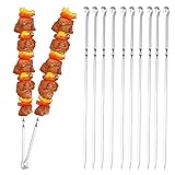 MojiDecor Grillspieße, Grill Kabob Spieße 37,5cm Edelstahl Lange Spieße Schaschlikspieße Fleischspieße für Lagerfeuer oder Grillschale (10 Set)