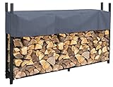 QUICK STAR Metall Kaminholzregal Anthrazit 200 x 25 x 115 cm Garten Kaminholzunterstand 0,8 m³ / 1,3 SRM Stapelhilfe mit Schutzhülle Grau