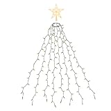SALCAR 2m Lichterkette Weihnachtsbaum mit Ring und Sternspitze, 280er LED Tannenbaum Beleuchtung Innen, 8 Stränge Überwurf Lichterkette, Warmweiß