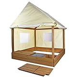 Meppi Sandkasten XXL mit Dach und Seitenwänden - Sandkiste aus Holz - Sandbox - Sandkastenhaus für Kinder