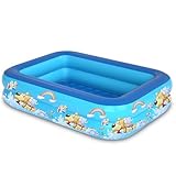 Aufblasbares Planschbecken,105X75cm Swimmingpool,Schwimmbecken,Aufblasbare Pool,3 Ringen Planschbecken,Aufblasbarer Pool,Aufblasbarer Kinderpool,Babypool,Tragbare Badewanne,Kinder Planschbecken