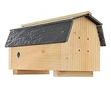 MAZUR Hummelhaus aus Holz | 17x29x14cm | Wetterfest Hummelhotel Haus | Hummelkasten | Hummelpension | Insektenhotel | Bienenhaus | Nistkasten | Hummelvilla | für Hummeln