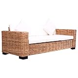 Festnight 2-Sitzer Gartensofa Garten-Lounge-Sofa Rattan-Lounge Loungesessel im Freien Rattan Gartenmöbel Gartensofa Natürliches Rattan (3-Sitzer-Sofa-2)