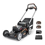 WORX WG749E Akku Rasenmäher 40V (2x20V) PowerShare, Radantrieb, Kraftvoller Bürstenloser Motor, 46cm Schnittbreite, 7 Schnitthöhen inkl. Akku und Ladegerät, Schwarz