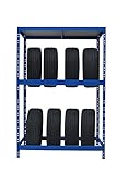 Reifenregal | ✓ 179 x 130 x 50 cm | blau ✓ 8-12 Reifen I Reifenständer Metallregal Garagenregal Kellerregal