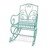 Mendler Schaukelstuhl HWC-C39, Schwingsessel Gartenstuhl, Metall Verzierung 100x60cm - antik-grün ohne Sitzkissen