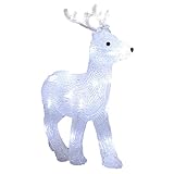 DEUBA® LED Acryl Figur Hirsch 32cm Außen Innen IP44 Weihnachten Weihnachtsdeko Beleuchtet Deko Weihnachtsfigur Rentier Weihnachtsbeleuchtung Kaltweiß