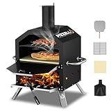 Pizzello Outdoor- Pizzaöfen Holzbefeuerter Pizzaöfen zum Backen von 2 Pizzen im Freien mit Pizzastein, Pizzaschieber, Deckel