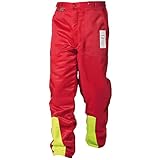 WOODSafe® Schnittschutzhose Klasse 1, Forsthose, kwf-geprüft, Bundhose rot/gelb, Herren - Waldarbeiterhose mit Schnittschutz Form A, leichtes Gewicht (50)