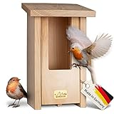 GARDIGO® Nistkasten für Rotkehlchen I Made in Germany, aus deutschem Holz, Vogelhaus, verschraubt, unbehandelt und wetterfest