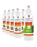 FLAMBIOL Bioethanol 96,6% Premium 6 x 1 L - Ethanol für Tischkamin, Kamin & Gartendeko für Draußen - Rauch- und Rußfrei - Aus Mais & Zuckerrüben