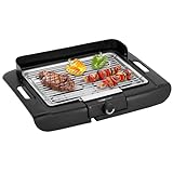 Clatronic® Barbecue-Tischgrill | Elektrogrill | ideal für Balkon & Küche | 35 x 24 cm Grillfläche | Elektro Grill mit Windschutz | verchromter Grillrost | 2000 Watt | Tischgrill | BQ 3507