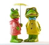 Schneemann-Versand Dekofiguren Frosch Frösche mit Regenschirm Garten Regenjacke Paar - Balkon