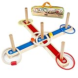 Wurfspiel Ringwurfspiel, UlifeME Garten Spiele für Kinder und Erwachsene, 5 Pcs Hölzerne Seilringe + 8 Pcs Bunt Ringe Werfen, 2 Formen für Indoor und Outdoor Spielspaß, Kinderspiele Draußen mit Tasche