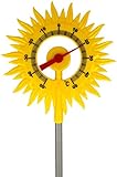 Lantelme Gartenthermometer Sonne mit Metall Erdspieß 60cm groß Wetterfest für Garten Deko Außen Kunststoff Analog Thermometer Temperaturanzeige + - 50°C 8109