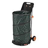 casa.pro Laubsammler faltbar Gartentrolley bis 15 kg klappbar Laubsack 160 L Gartenkarre Gartensack Laubwagen