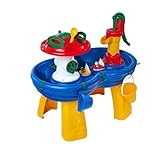 AquaPlay Wassertisch - großes Outdoor-Wasserspiel (100 x 58 x 90 cm) für Kinder ab 3 Jahre, Wasserspielzeug mit Handpumpe, Schlauchanschluss, Spritzfunktion und Zubehör