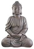 Worldconnection XXXL Großer Buddha 70 cm Garten Deko Figur Skulptur Feng Shui Steinfigur-Optik