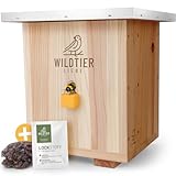 wildtier liebe Großes Hummelhaus Natur I Geschraubtes Massivholz, Set - inkl. Lockstoff & Nistmaterial I Hummelhotel, Insektenhotel, Hummelkasten, Hummeln, Bienenhaus, Hummelnest, Hummelkiste