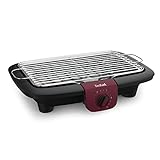 Tefal BG90E5 Easygrill Adjust Elektro- Tischgrill | 2300 Watt | 720 cm² Grillfläche | Einfache Reinigung | Schwarz/Burgunderrot