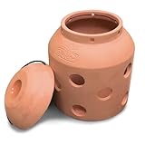 BioGreen Terracotta-Frostwächter Firefly | für kleine Gewächshäuser und Frühbeete | glasierte Ölschale im Deckel | Pilzform | ideal auch als Deko